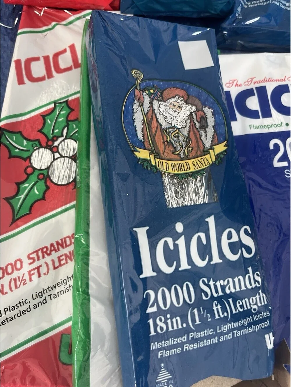Vtg Old World Santa Icicles Tinsel 1000 2000 Strands Holiday Xmas Tree Lot Bulk
